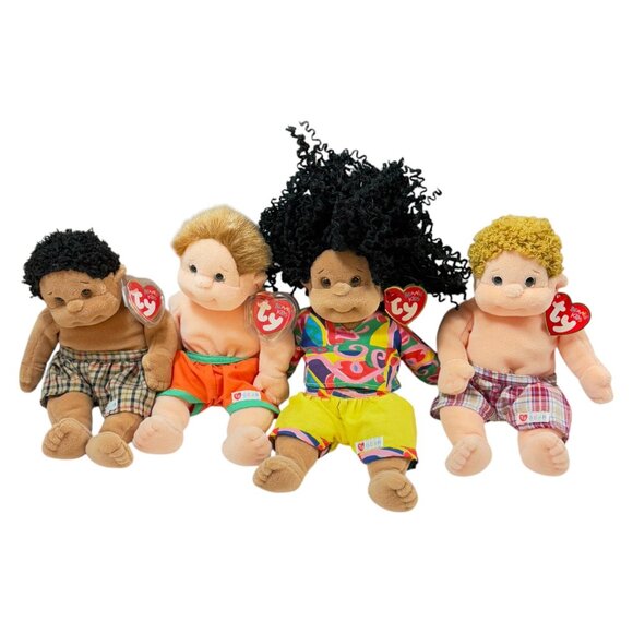TY Beanie Baby Kids Plush Lot 4 Buzz Boomer Rascal Calyspso Vintage Dolls 1990s - Picture 1 of 7